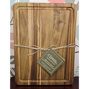 NWT Lipper Intl. Teak Wood Grain Cutting Serving Board w/ Juice Groove 12"x9"